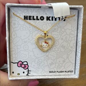 Hello Kitty Gold Heart Pendant Necklace